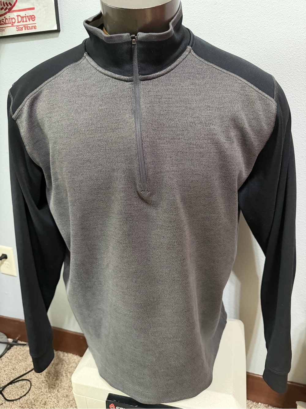 Men's Nike Golf DriFit Gray and Black Quarter-Zip Sweater